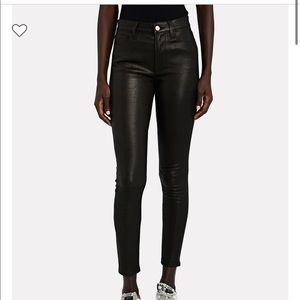 Frame brushed leather skinny jeans